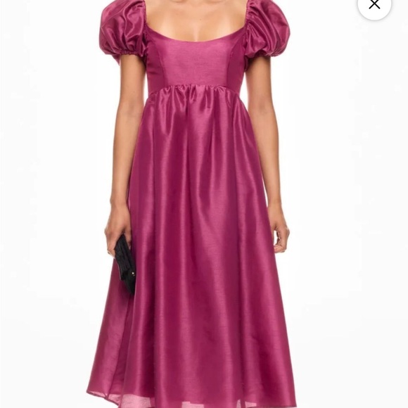 NEW NWT HUTCH Anthropologie Short Sleeve Marian Dress Midi Plum Medium - Picture 3 of 9